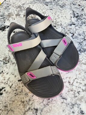 Teva Gray Sport Sandals with Subtle Pink Trim